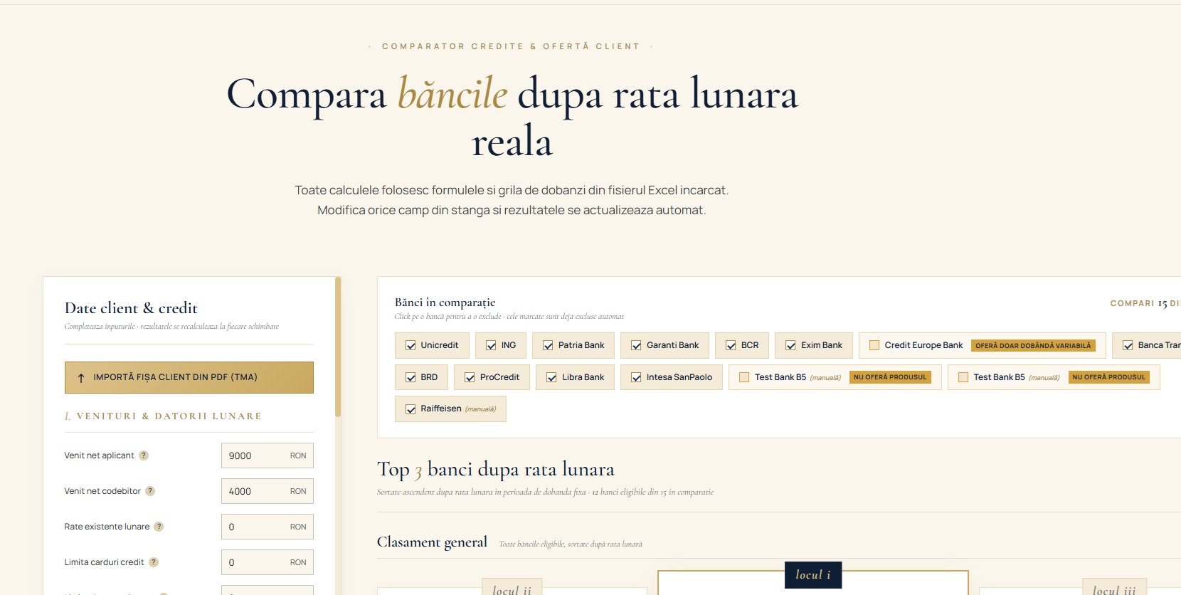 Comparator de credite ipotecare — aplicație web